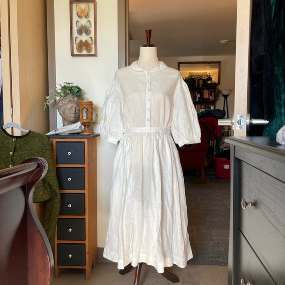 Little Women Atelier Meg Dress 3/4 Length Sleeve in White - Picture 8 of 15